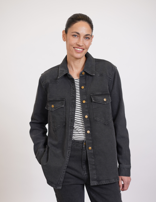 Alef Alef | אלף אלף - בגדי מעצבים | ג'קט ג'ינס S JACKET שחור ווש Alef Alef | אלף אלף - בגדי מעצבים | ג'קט ג'ינס S JACKET שחור ווש