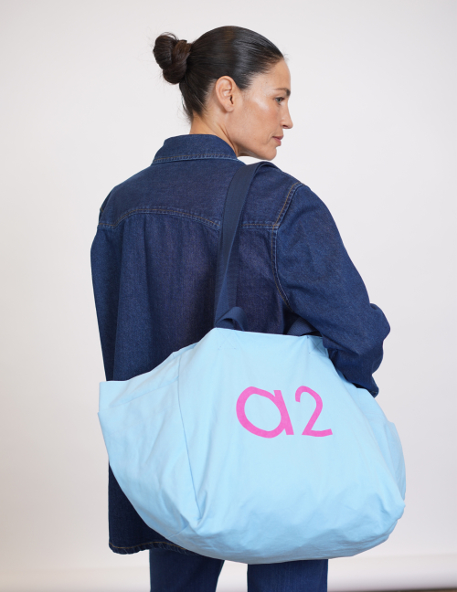 Alef Alef | אלף אלף - בגדי מעצבים | תיק שק תכלת פרינט ורוד