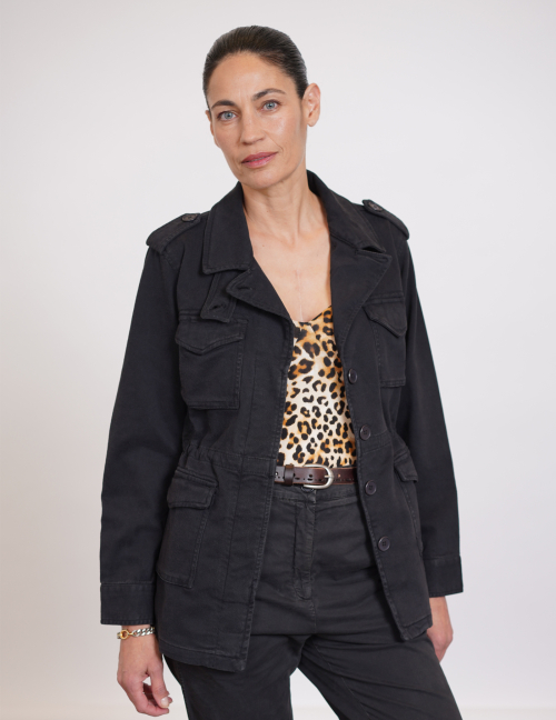 Alef Alef | אלף אלף - בגדי מעצבים | ג'קט צבאי AMELIA שחור Alef Alef | אלף אלף - בגדי מעצבים | ג'קט צבאי AMELIA שחור
