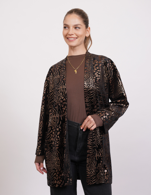 Alef Alef | אלף אלף - בגדי מעצבים | קימונו MADONNA שחור פויל זהב