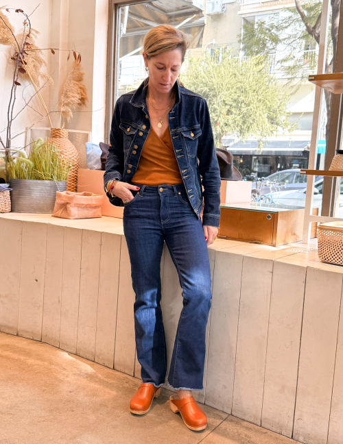 Alef Alef | אלף אלף - בגדי מעצבים | ג'ינס L DENIM רגל רחבה כחול Alef Alef | אלף אלף - בגדי מעצבים | ג'ינס L DENIM רגל רחבה כחול