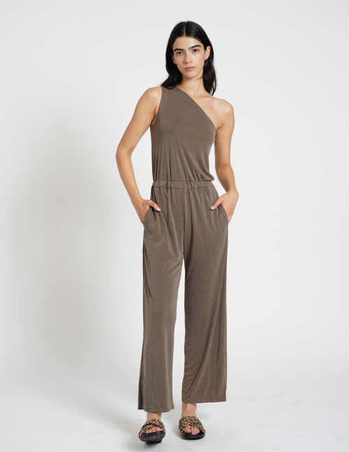 Alef Alef | אלף אלף - בגדי מעצבים | RITA אוברול כתף אחת חום