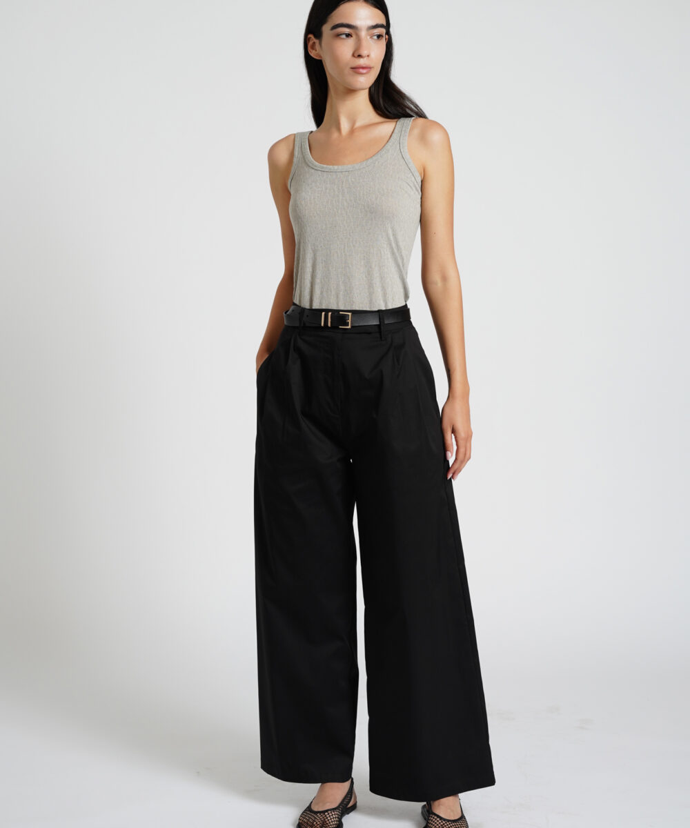 YASMIN מכנסיים מחוייטים בגזרה רחבה שחור