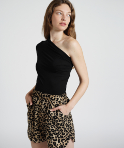 LIHI מכנסי סאטן קצרים פרינט מנומר