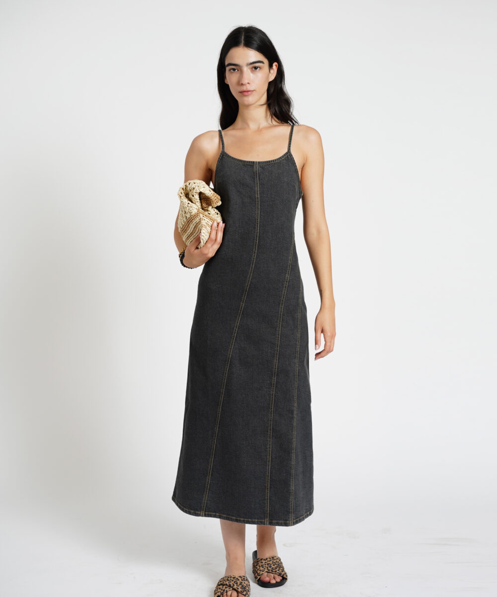 SHOSHANA שמלת דנים שחור פחם