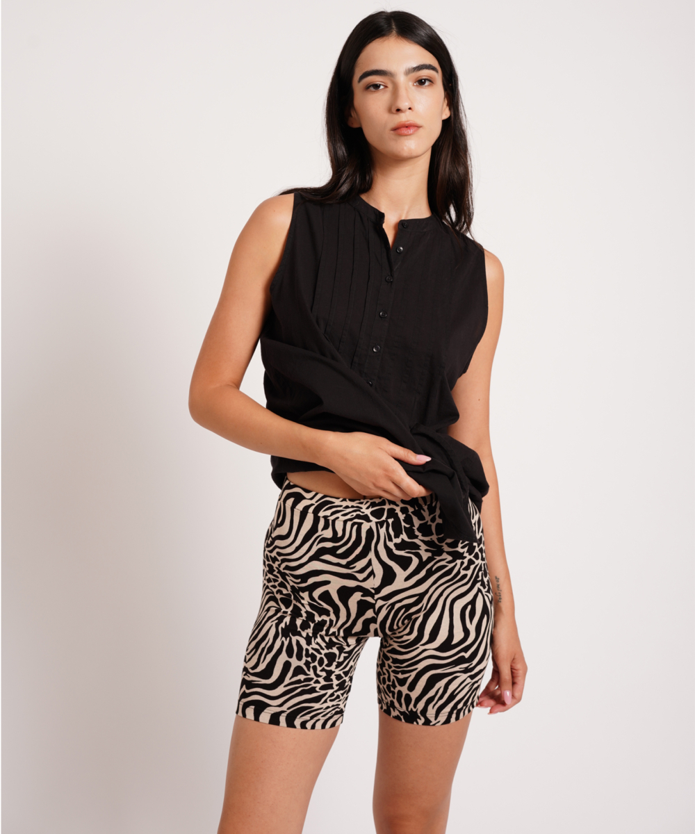 NO.25 טייץ קצר הדפס שחור לבן