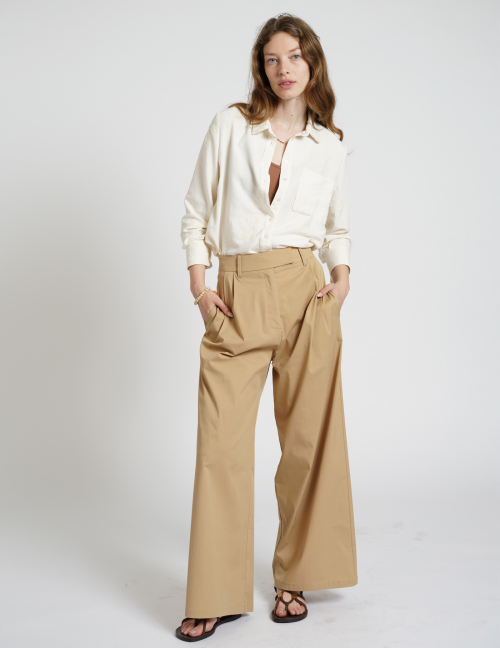 Alef Alef | אלף אלף - בגדי מעצבים | YASMIN מכנסיים מחוייטים בגזרה רחבה בז' Alef Alef | אלף אלף - בגדי מעצבים | YASMIN מכנסיים מחוייטים בגזרה רחבה בז'