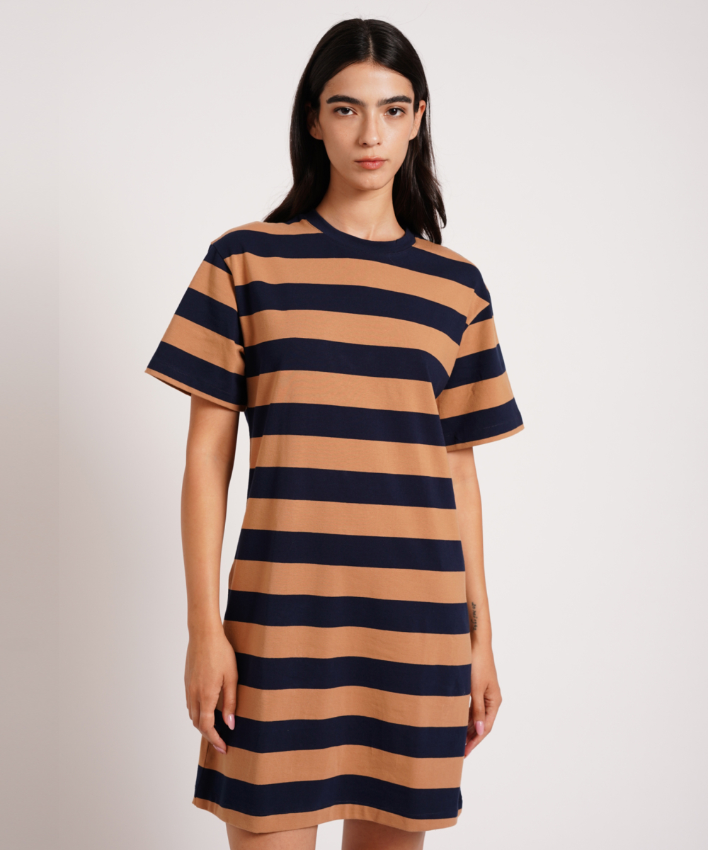 NO.47 שמלת טי שרט מוקה נייבי