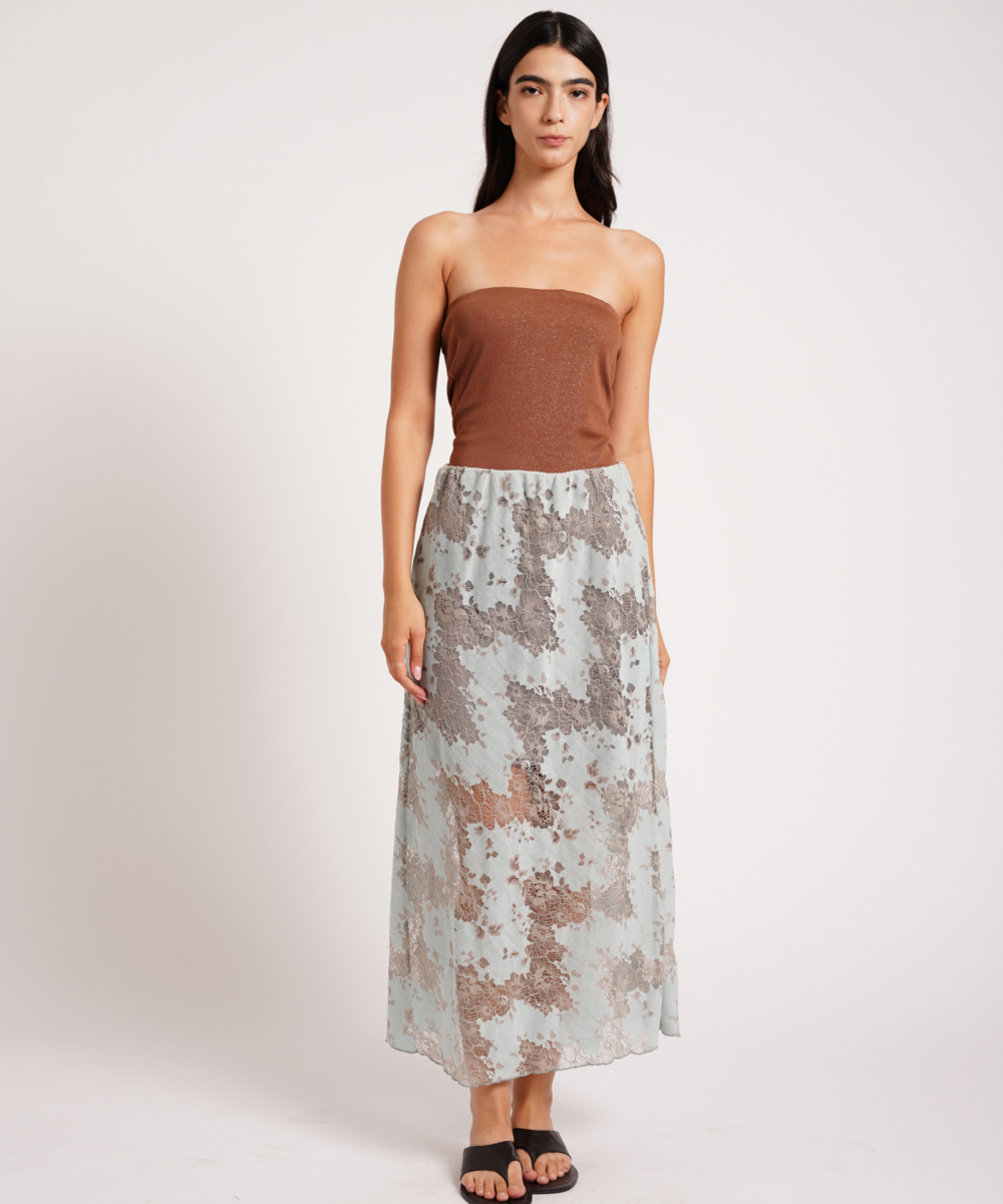 ESTER חצאית תחרה תכלת