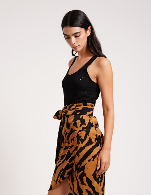 Alef Alef | אלף אלף - בגדי מעצבים | גופיה מחוררת שחור | SAMPLE Alef Alef | אלף אלף - בגדי מעצבים | גופיה מחוררת שחור | SAMPLE