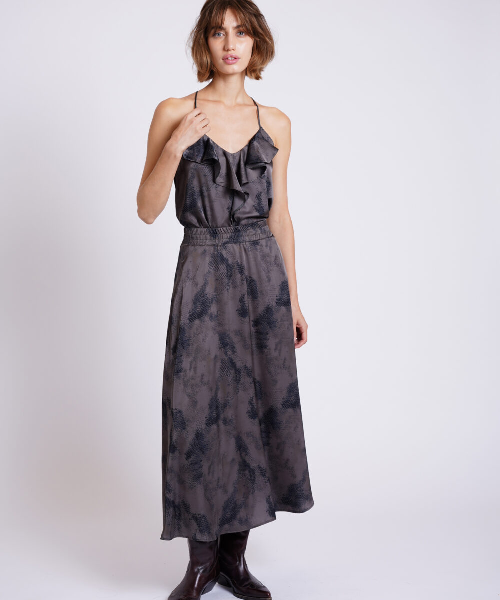 Alternative view of חצאית סאטן WREN הדפס נחש