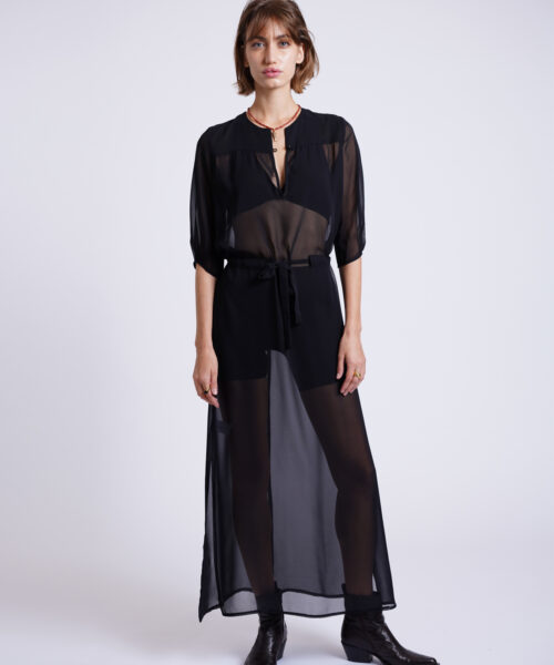 שמלת שיפון SANDPIPER שחורה