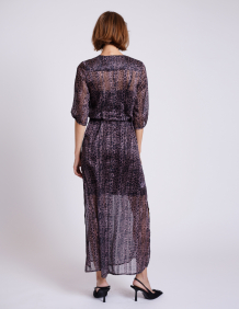 Alef Alef | אלף אלף - בגדי מעצבים | שמלת שיפון SANDPIPER הדפס חברבורות