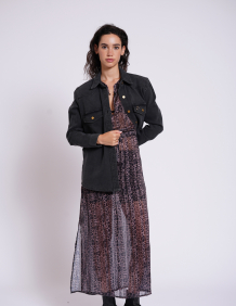 Alef Alef | אלף אלף - בגדי מעצבים | שמלת שיפון SANDPIPER הדפס חברבורות Alef Alef | אלף אלף - בגדי מעצבים | שמלת שיפון SANDPIPER הדפס חברבורות