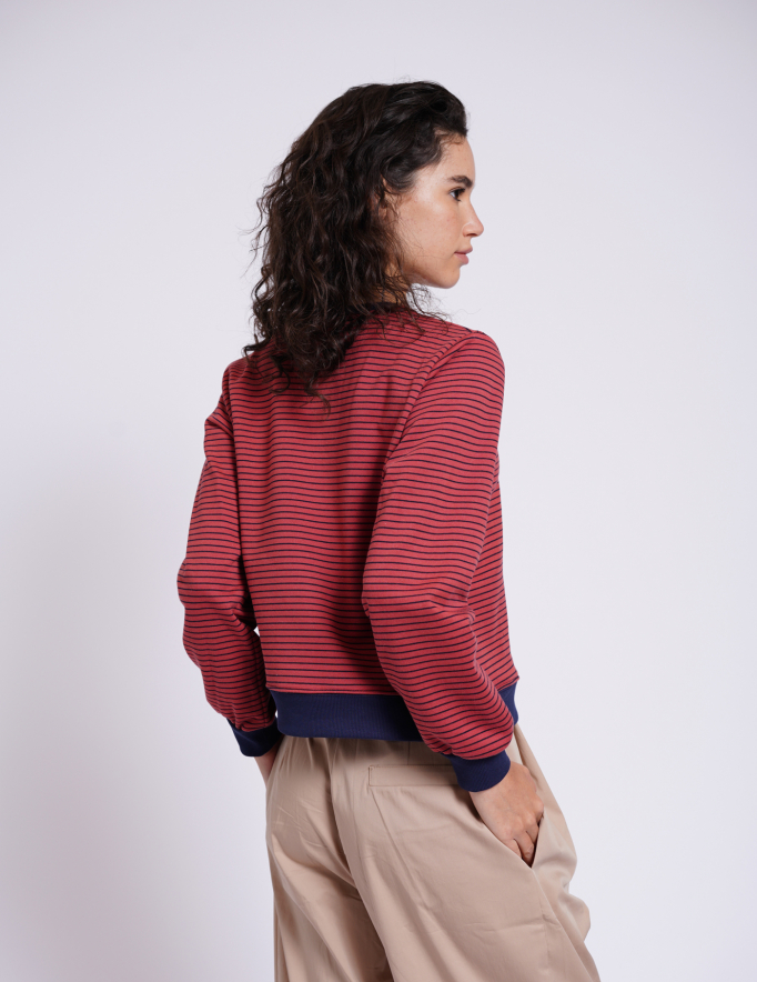 Alef Alef | אלף אלף - בגדי מעצבים | NO.11 סווטשירט פסים חמרה נייבי