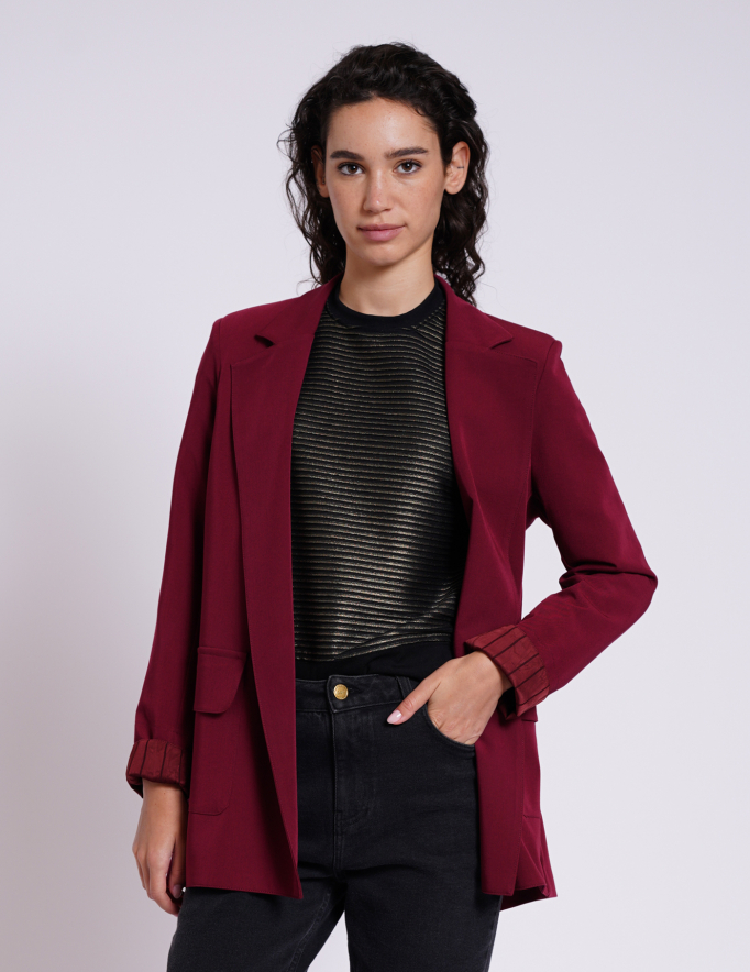 Alef Alef | אלף אלף - בגדי מעצבים | בלייזר HOOPOE בורגנדי Alef Alef | אלף אלף - בגדי מעצבים | בלייזר HOOPOE בורגנדי