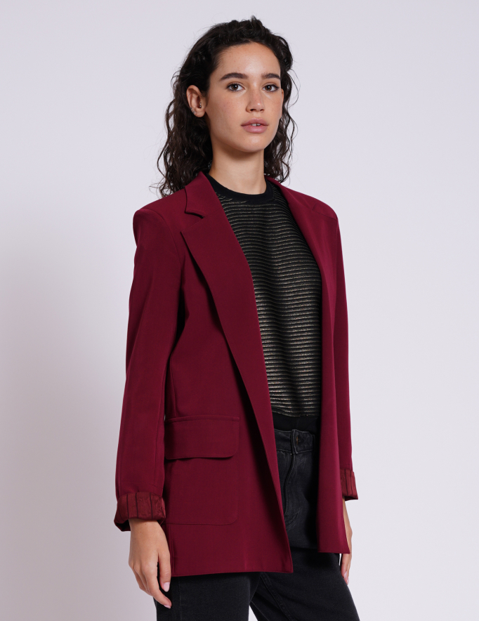 Alef Alef | אלף אלף - בגדי מעצבים | בלייזר HOOPOE בורגנדי Alef Alef | אלף אלף - בגדי מעצבים | בלייזר HOOPOE בורגנדי