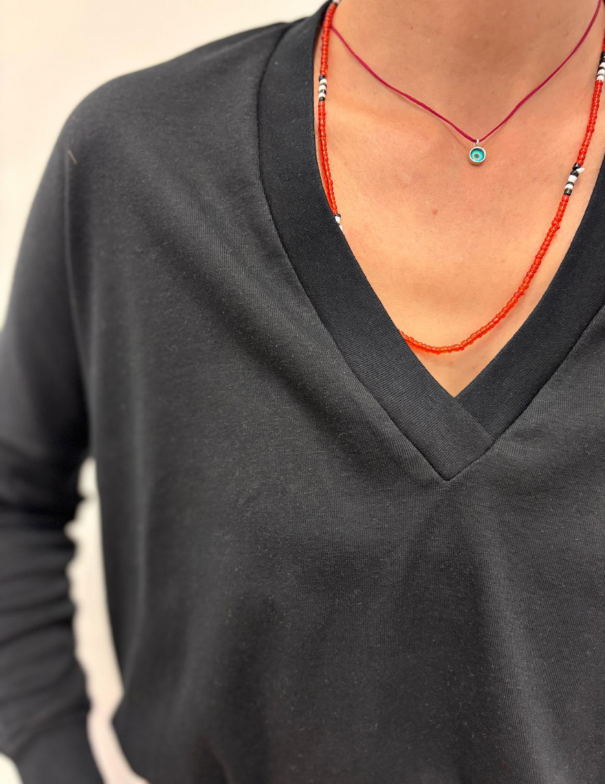 Alef Alef | אלף אלף - בגדי מעצבים | NO.50 חולצת וי ארוכה שחור