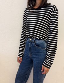 Alef Alef | אלף אלף - בגדי מעצבים | חולצת פסים שחור לבן | SAMPLE