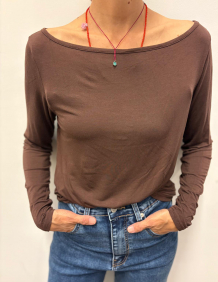 Alef Alef | אלף אלף - בגדי מעצבים | חולצת בייסיק חום שוקולד | SAMPLE