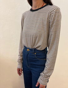 Alef Alef | אלף אלף - בגדי מעצבים | NO.56 טי שירט אפור פס שחור