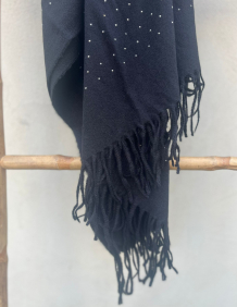 Alef Alef | אלף אלף - בגדי מעצבים | צעיף שחור נקודות Alef Alef | אלף אלף - בגדי מעצבים | צעיף שחור נקודות