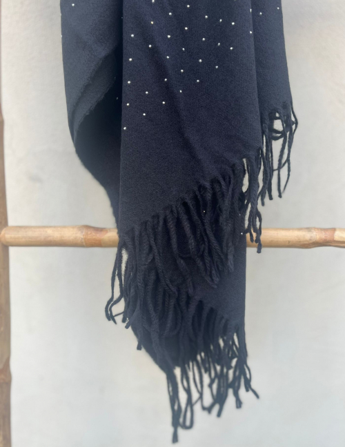 Alef Alef | אלף אלף - בגדי מעצבים | צעיף שחור נקודות Alef Alef | אלף אלף - בגדי מעצבים | צעיף שחור נקודות