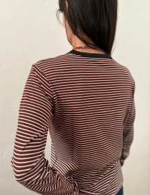 Alef Alef | אלף אלף - בגדי מעצבים | NO.56 טי שירט חום פס לבן