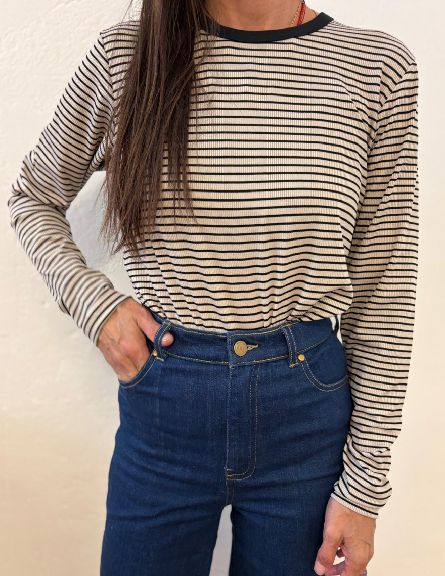 Alef Alef | אלף אלף - בגדי מעצבים | NO.56 טי שירט אפור פס שחור