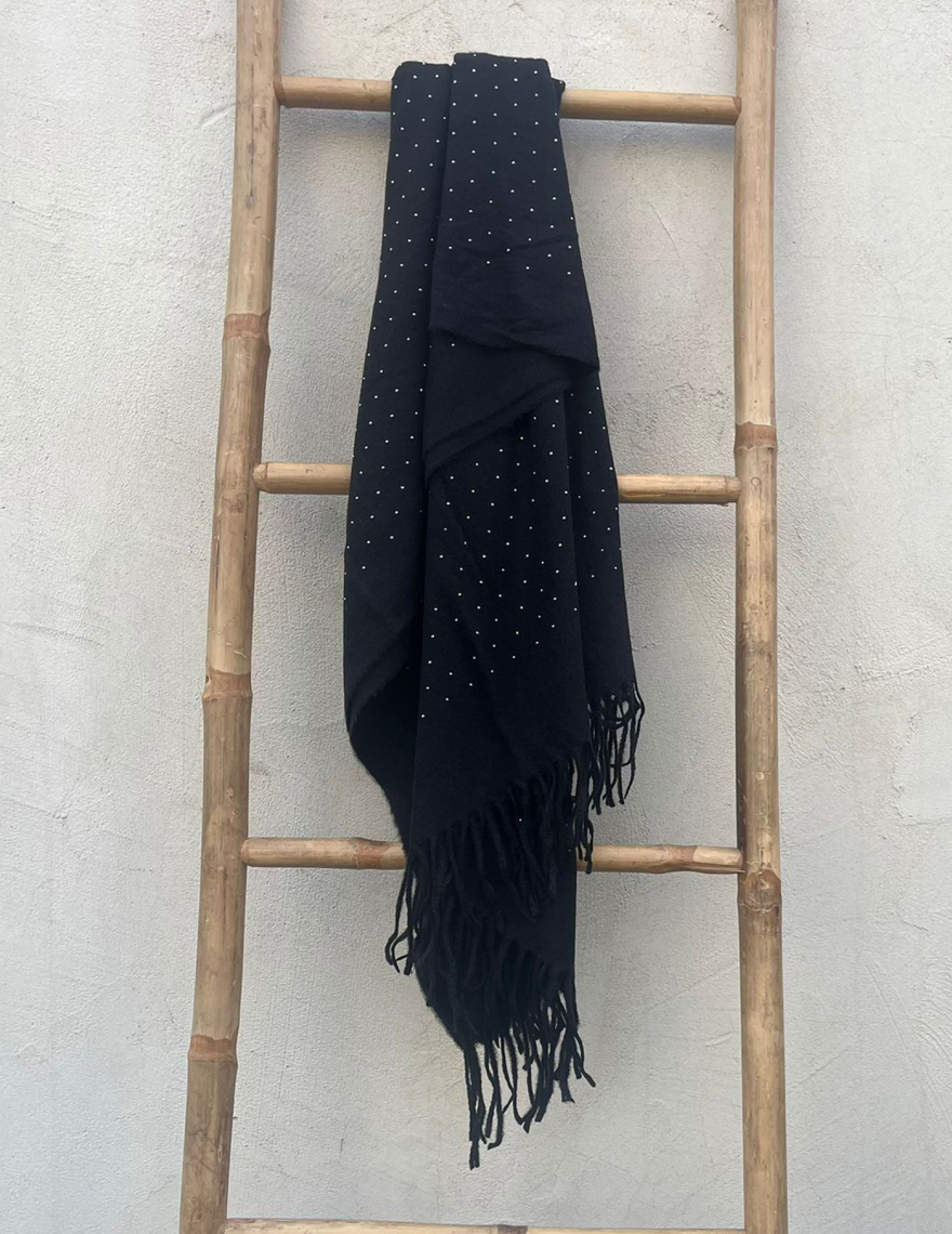 Alef Alef | אלף אלף - בגדי מעצבים | צעיף שחור נקודות Alef Alef | אלף אלף - בגדי מעצבים | צעיף שחור נקודות