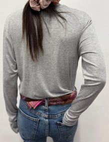 Alef Alef | אלף אלף - בגדי מעצבים | NO.12A חולצת טי שירט כפפה ארוכה אפור מלאנז'