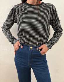 Alef Alef | אלף אלף - בגדי מעצבים | NO.56 טי שירט שחור פס לבן