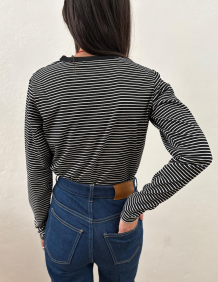 Alef Alef | אלף אלף - בגדי מעצבים | NO.56 טי שירט שחור פס לבן