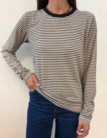 Alef Alef | אלף אלף - בגדי מעצבים | NO.56 טי שירט אפור פס שחור