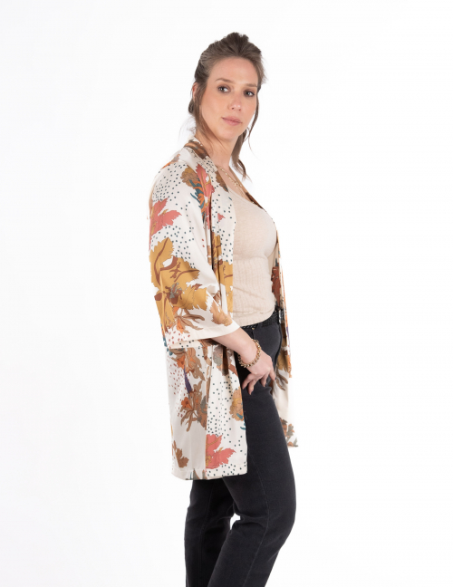 Alef Alef | אלף אלף - בגדי מעצבים | קימונו RISE שמנת פרחים (בד סאטן) Alef Alef | אלף אלף - בגדי מעצבים | קימונו RISE שמנת פרחים (בד סאטן)