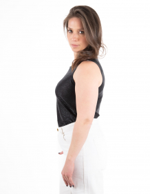 Alef Alef | אלף אלף - בגדי מעצבים | גופיית DAWN שחור מבריק