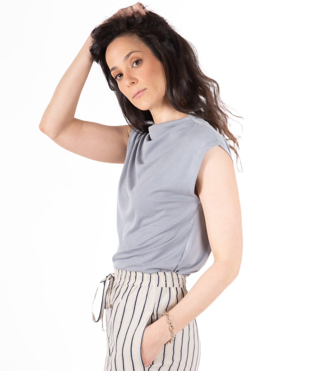 Alternative view of NO.39 גופיית רבידה אפור בהיר