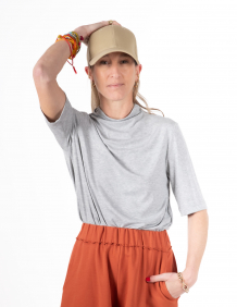 Alef Alef | אלף אלף - בגדי מעצבים | NO.8A חולצת חצי גולף אפור חלק