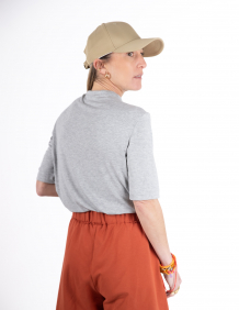 Alef Alef | אלף אלף - בגדי מעצבים | NO.8A חולצת חצי גולף אפור חלק