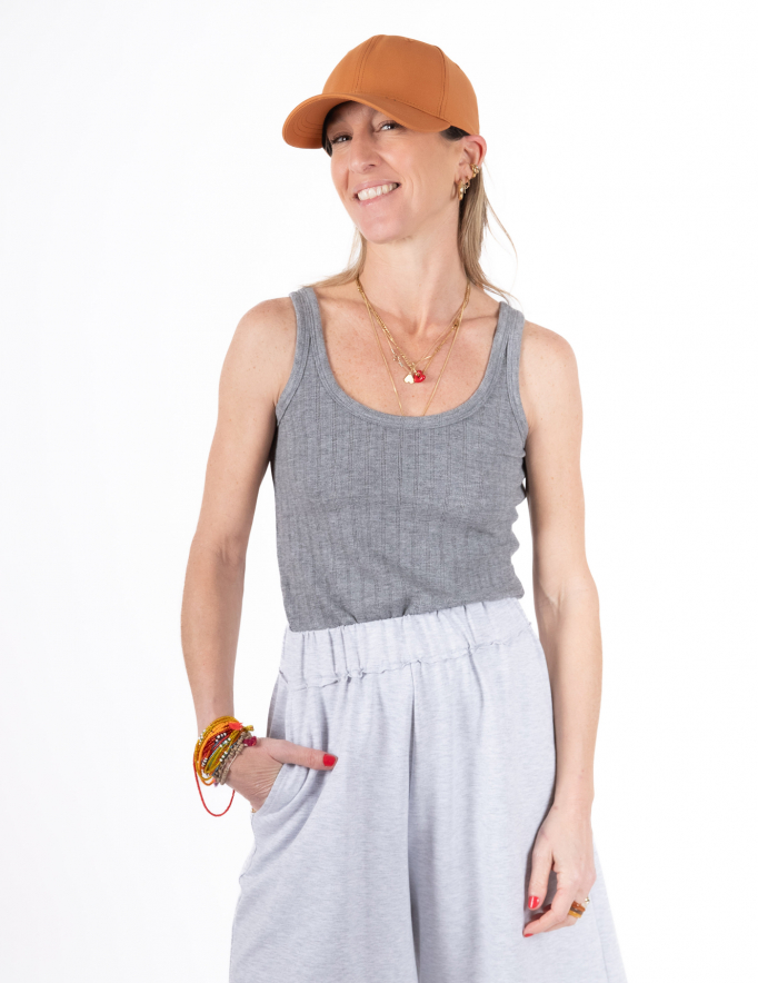 Alef Alef | אלף אלף - בגדי מעצבים | NO.57 גופייה צמודה אפור