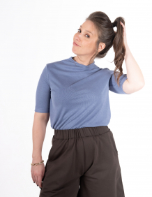 Alef Alef | אלף אלף - בגדי מעצבים | NO.8A חולצת חצי גולף כחול Alef Alef | אלף אלף - בגדי מעצבים | NO.8A חולצת חצי גולף כחול