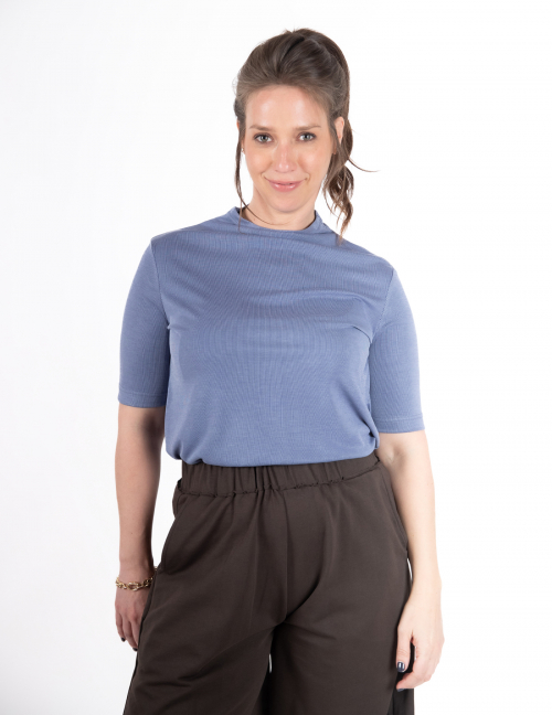 Alef Alef | אלף אלף - בגדי מעצבים | NO.8A חולצת חצי גולף כחול