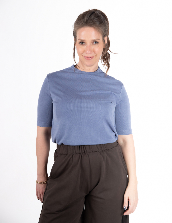 Alef Alef | אלף אלף - בגדי מעצבים | NO.8A חולצת חצי גולף כחול