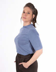 Alef Alef | אלף אלף - בגדי מעצבים | NO.8A חולצת חצי גולף כחול Alef Alef | אלף אלף - בגדי מעצבים | NO.8A חולצת חצי גולף כחול