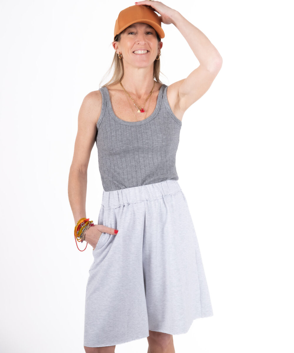 Alternative view of NO.23 מכנס ברמודה אפור מלאנז'