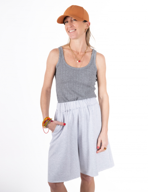 Alef Alef | אלף אלף - בגדי מעצבים | NO.23 מכנס ברמודה אפור מלאנז'