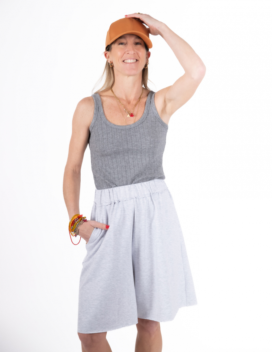 Alef Alef | אלף אלף - בגדי מעצבים | NO.23 מכנס ברמודה אפור מלאנז'