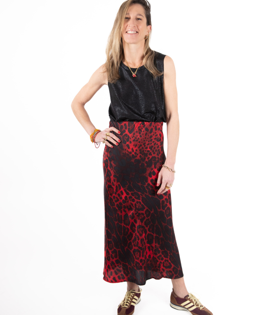 חצאית WILD מנומר אדום