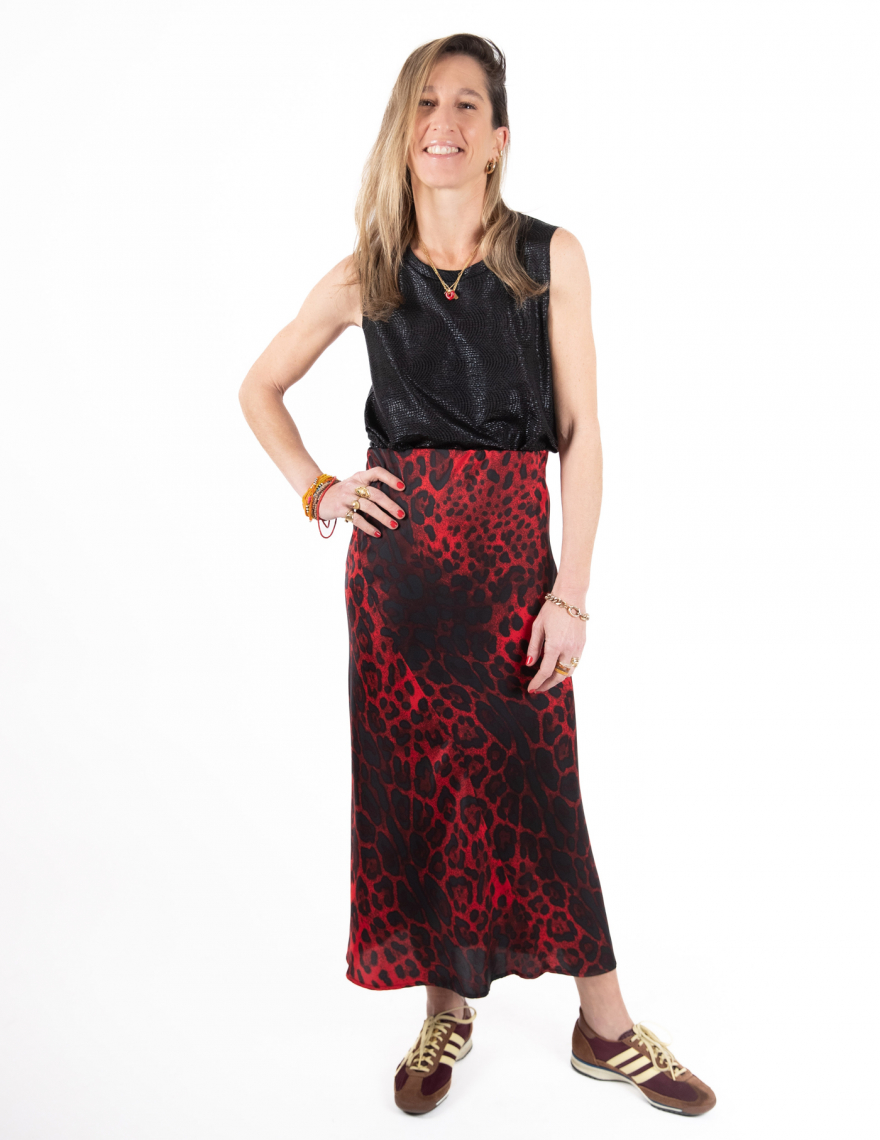 Alef Alef | אלף אלף - בגדי מעצבים | חצאית WILD מנומר אדום