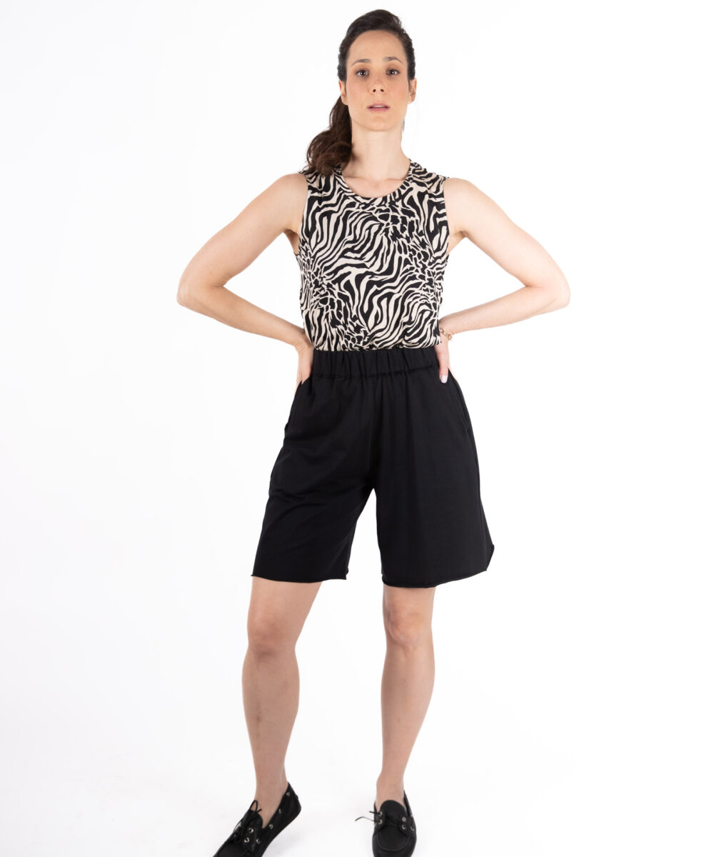 NO.23 מכנס ברמודה שחור